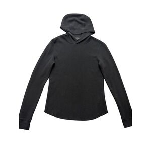 Vince Hooded Thermal Top Womens Small Gray Pima Cotton Waffle Knit Long Sleeve